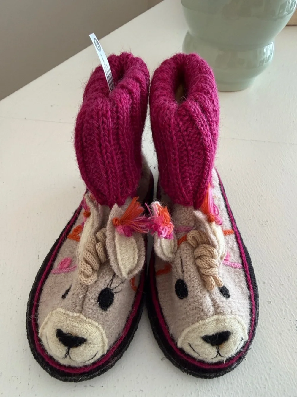 Garnet Hill Kids' Boiled Wool Llama Slipper Boots by Haflinger Sz 08